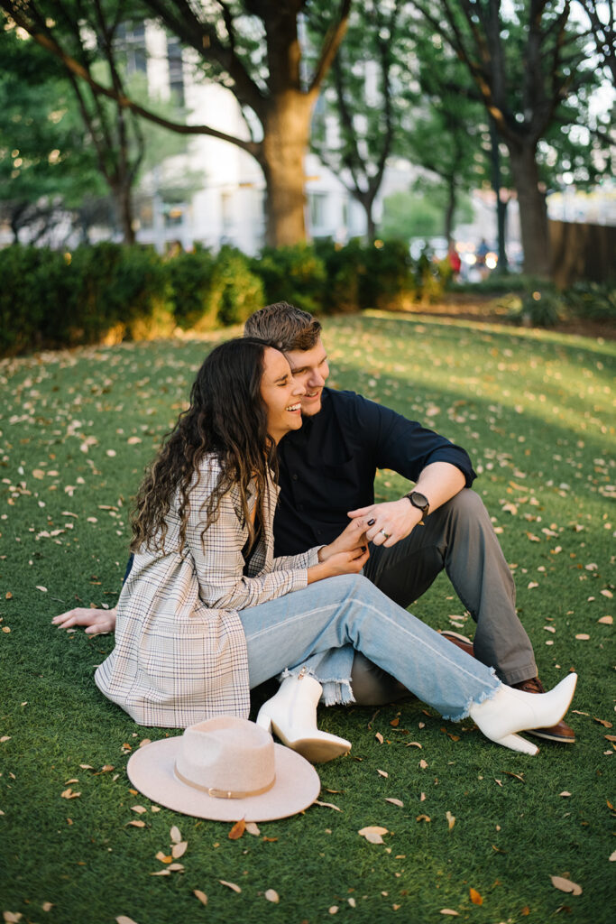 Candid, fun, documentary engagement photo at Faregound Austin, top six engagement session location in austin texas.