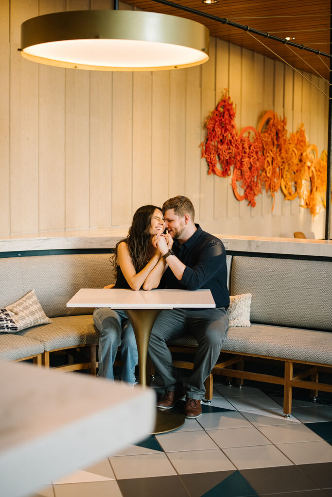 Candid, fun, documentary engagement photo at Faregound Austin, top six engagement session location in austin texas.