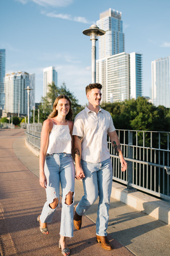 Candid and documentary engagement photo in seasholm district, top six engagement session location in austin texas.