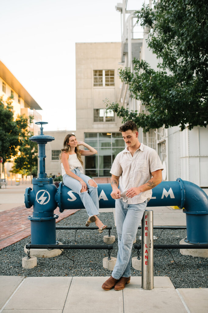 Candid and documentary engagement photo in seasholm district, top six engagement session location in austin texas.