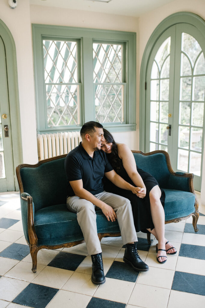 Candid, fun, documentary engagement photo at Laguna Gloria, top six engagement session location in austin texas.