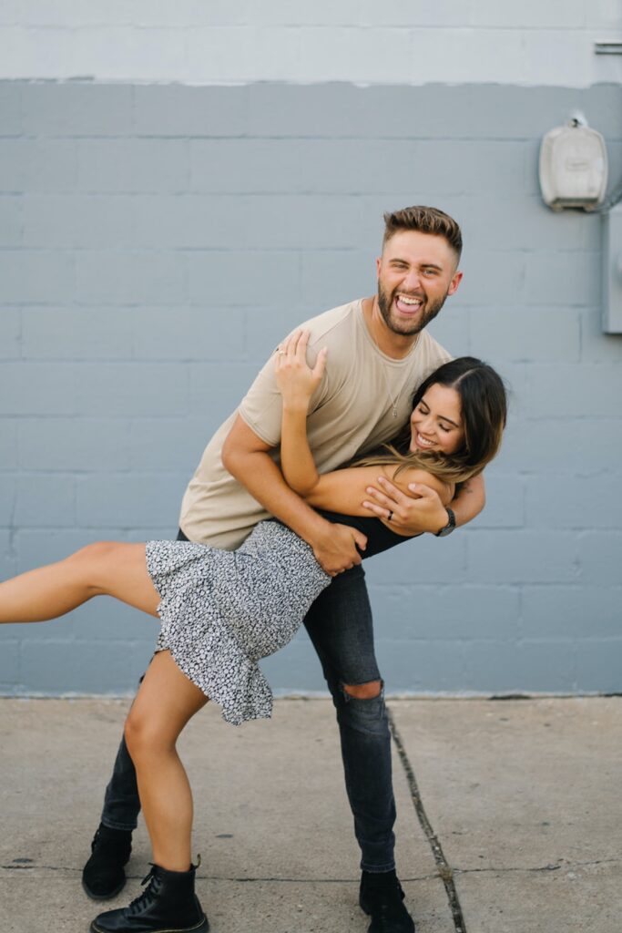 Candid and documentary engagement photo in east Austin, top six engagement session location in austin texas.