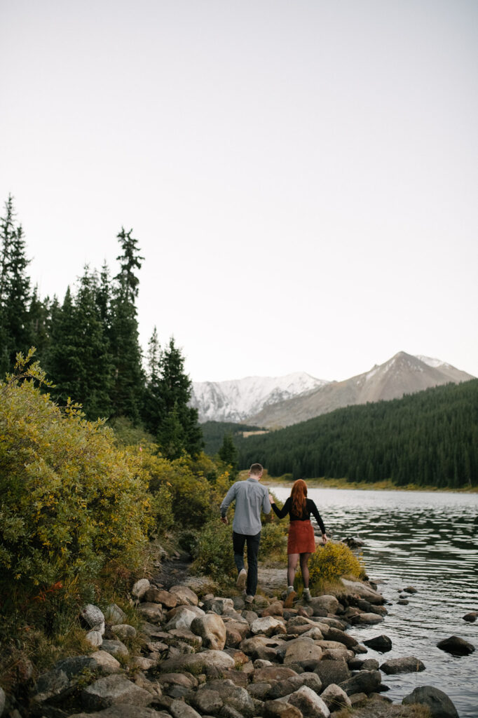 A candid and documentary style colorado fall engagment session in the rocky mountains