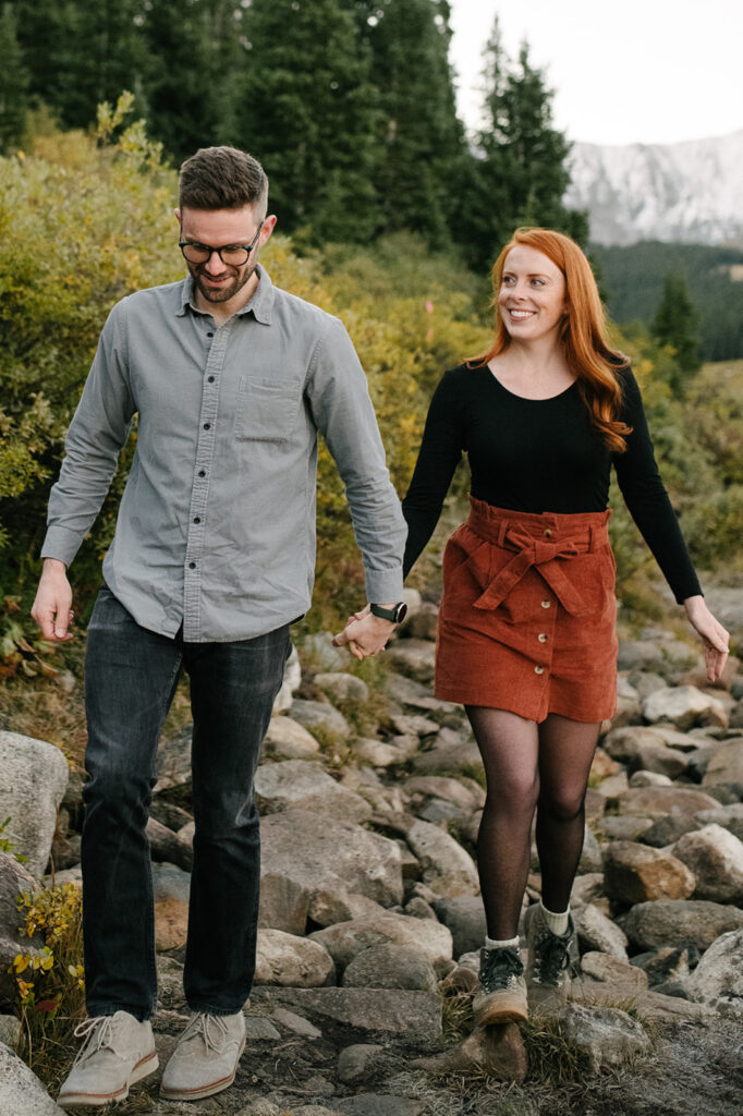 A candid and documentary style colorado fall engagment session in the rocky mountains