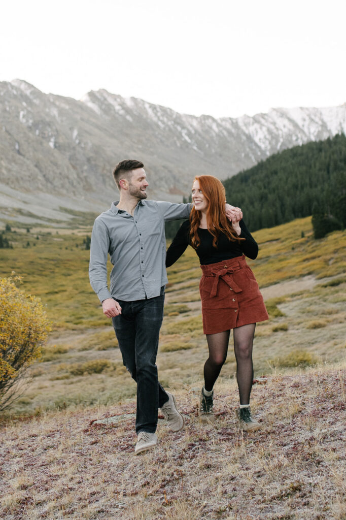 A candid and documentary style colorado fall engagment session in the rocky mountains