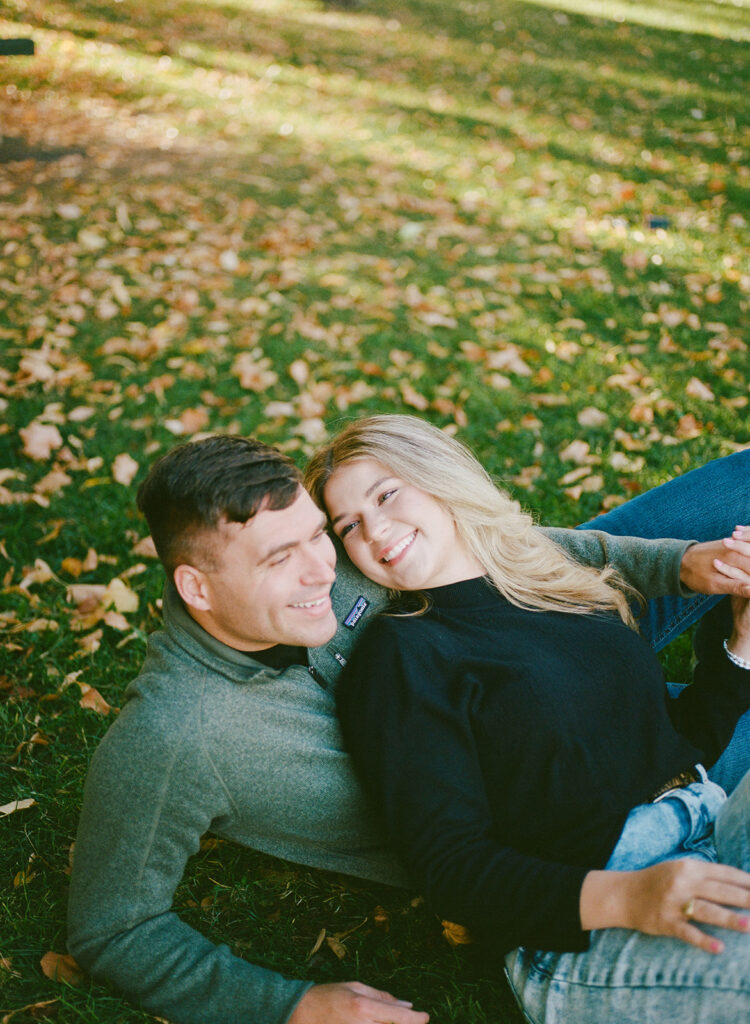 Denver engagement photographer capturing couple on film - candid and nostalgic memories