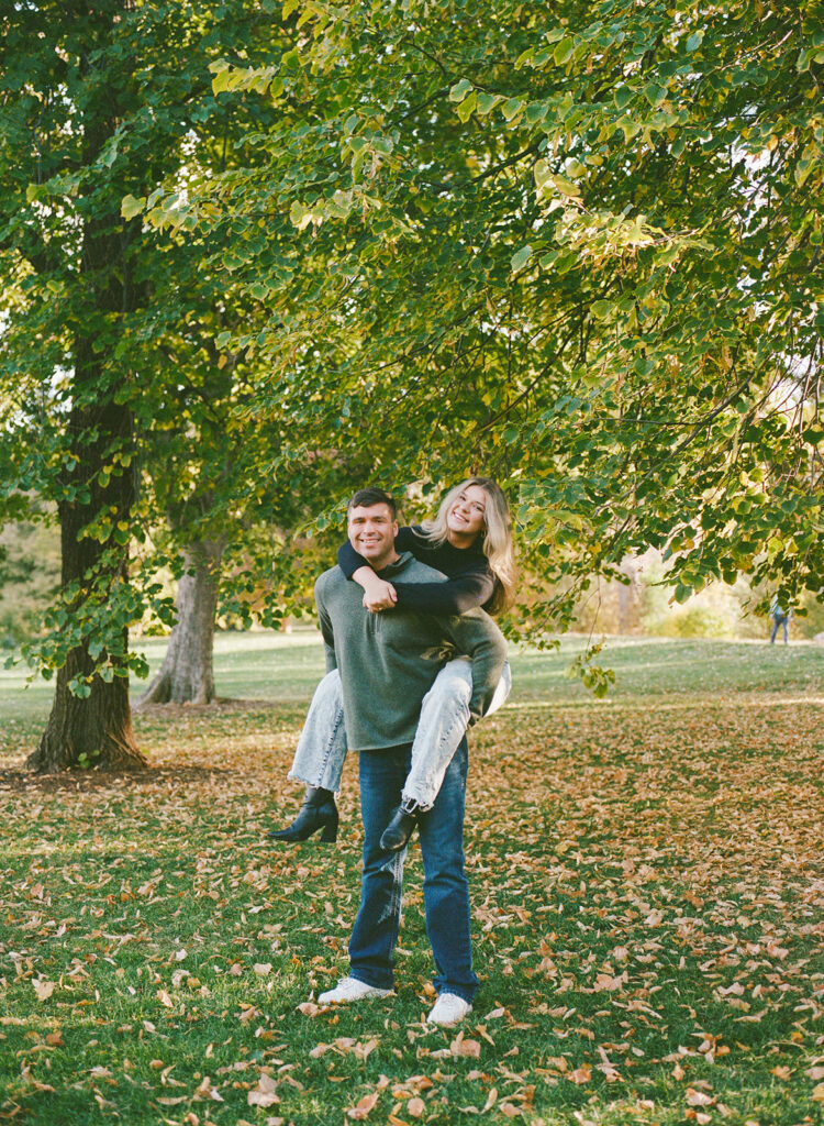 Denver engagement photographer capturing couple on film - candid and nostalgic memories