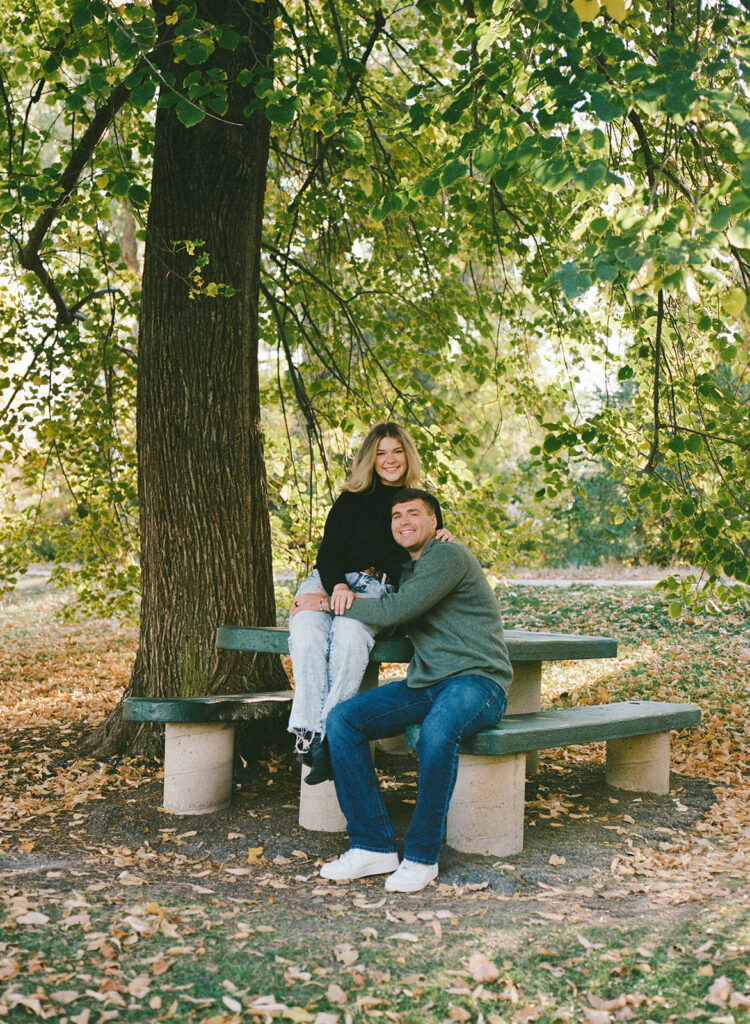 Denver engagement photographer capturing couple on film - candid and nostalgic memories