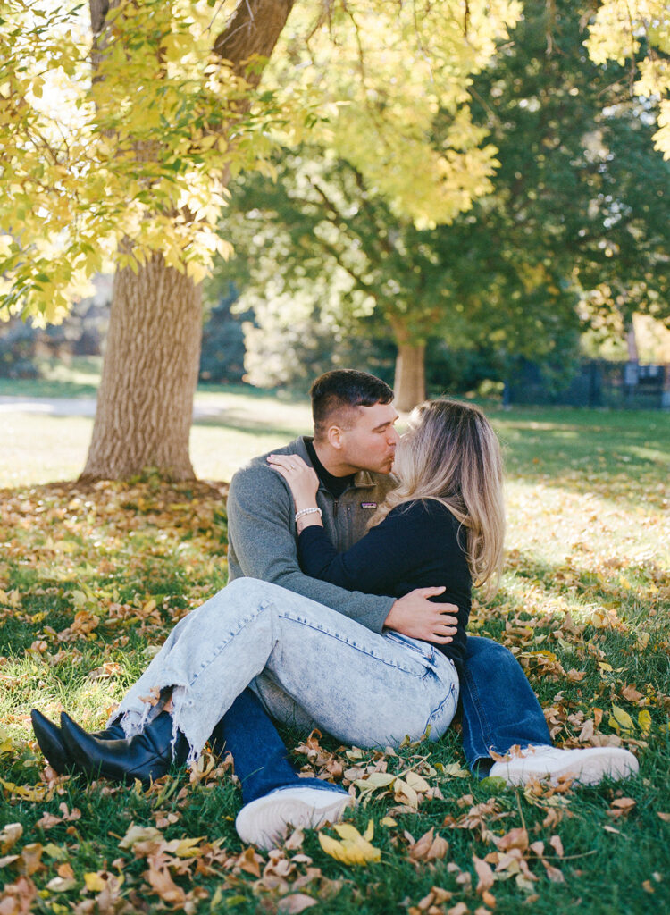 Denver engagement photographer capturing couple on film - candid and nostalgic memories