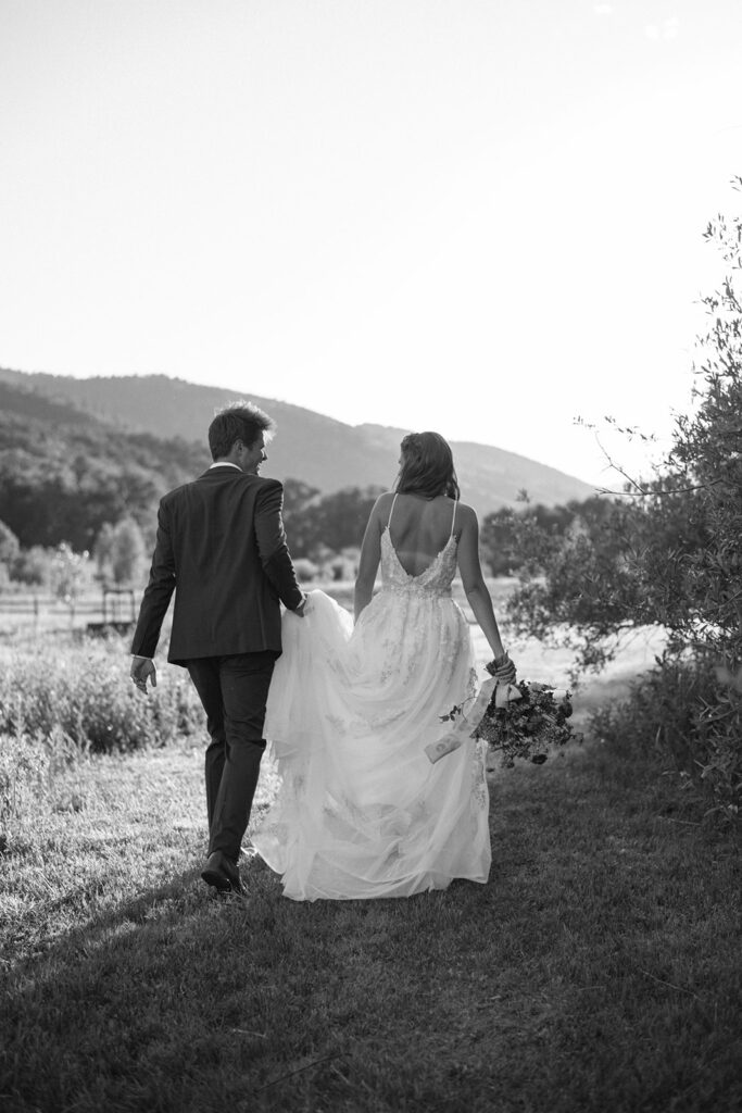 Wedding ceremony with mountain views at Shaw River Ranch wedding venue in Salida, Colorado, 