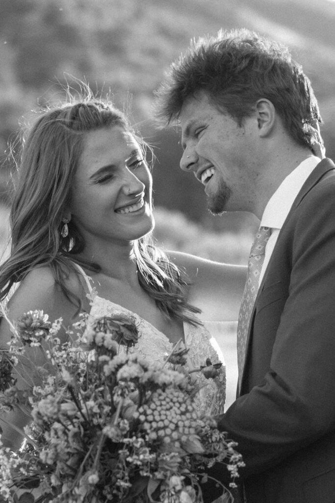 Wedding ceremony with mountain views at Shaw River Ranch wedding venue in Salida, Colorado, 