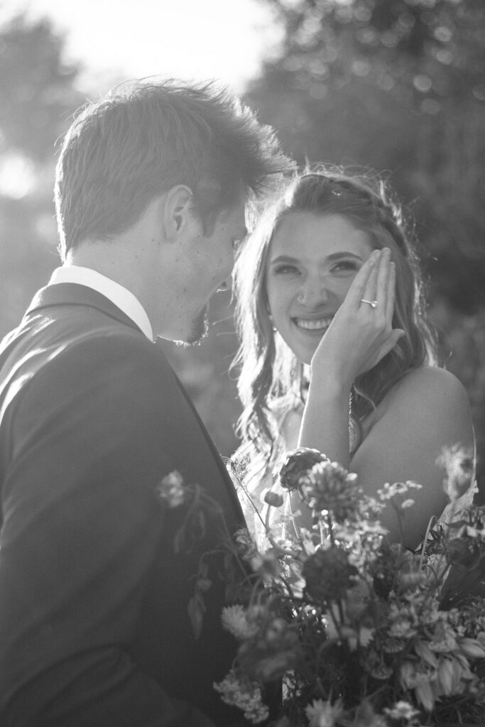 Wedding ceremony with mountain views at Shaw River Ranch wedding venue in Salida, Colorado, 