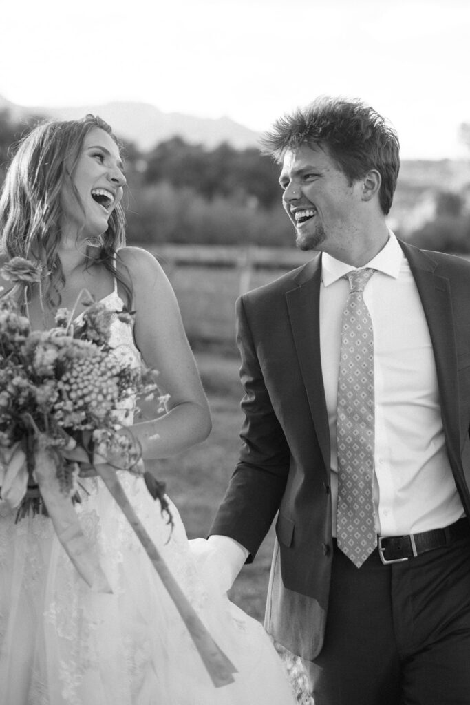 Wedding ceremony with mountain views at Shaw River Ranch wedding venue in Salida, Colorado, 