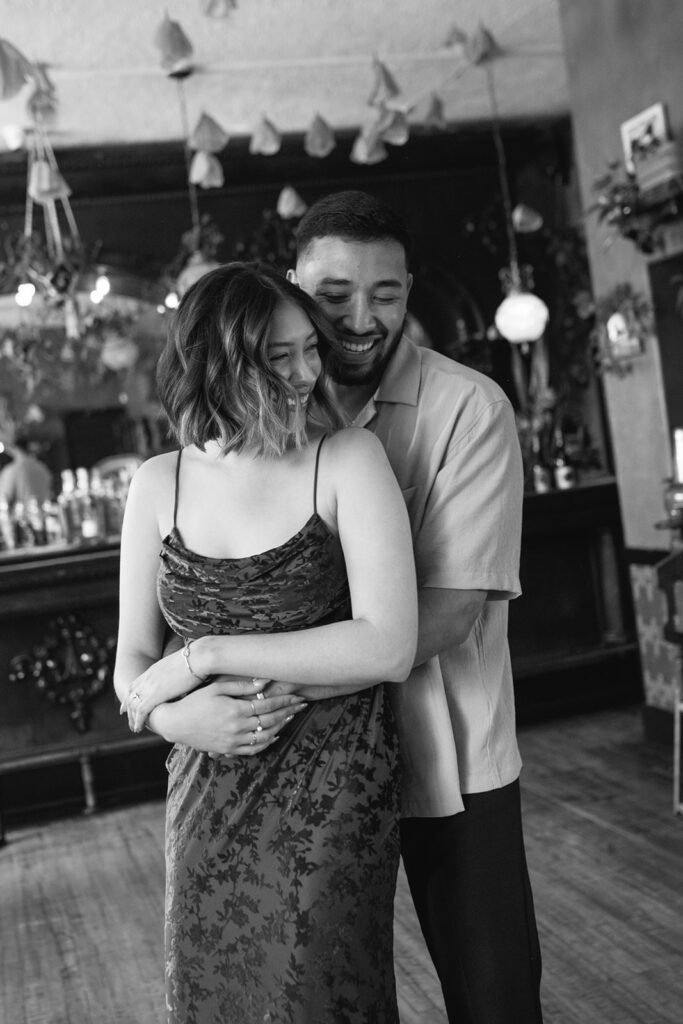 Colorado couple photographed at Fort Greene Bar for engagement session