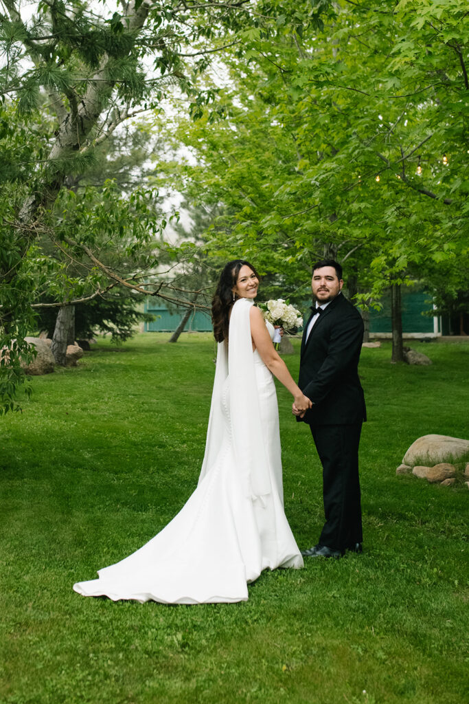 Romantic springtime portrait of the couple at The Greenbriar Inn wedding.