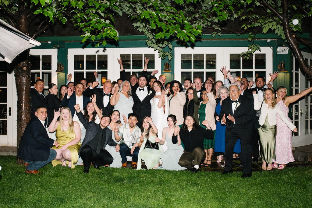 candid moment of the bride and bridemaids in green briar inn wedding 