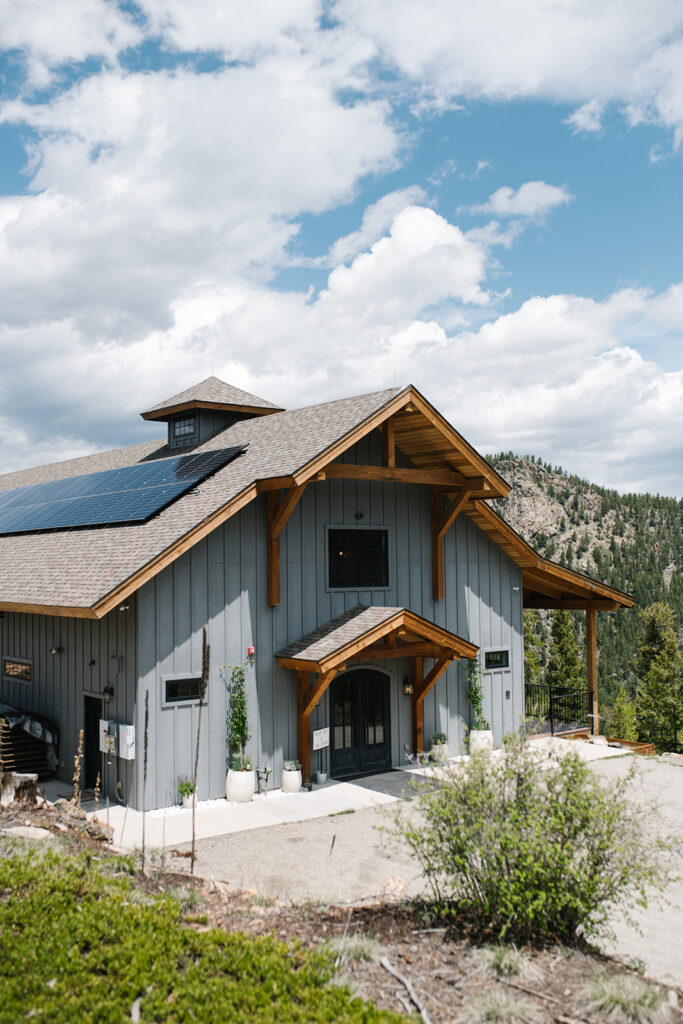 Panoramic landscape at North Star Gatherings wedding with Rocky Mountains in the background.