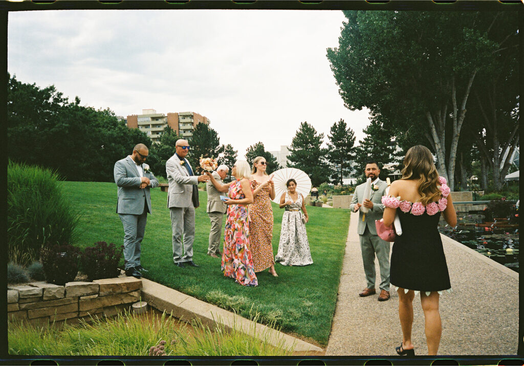film photography of candid moments of the bride and groom in denver colorado wedding