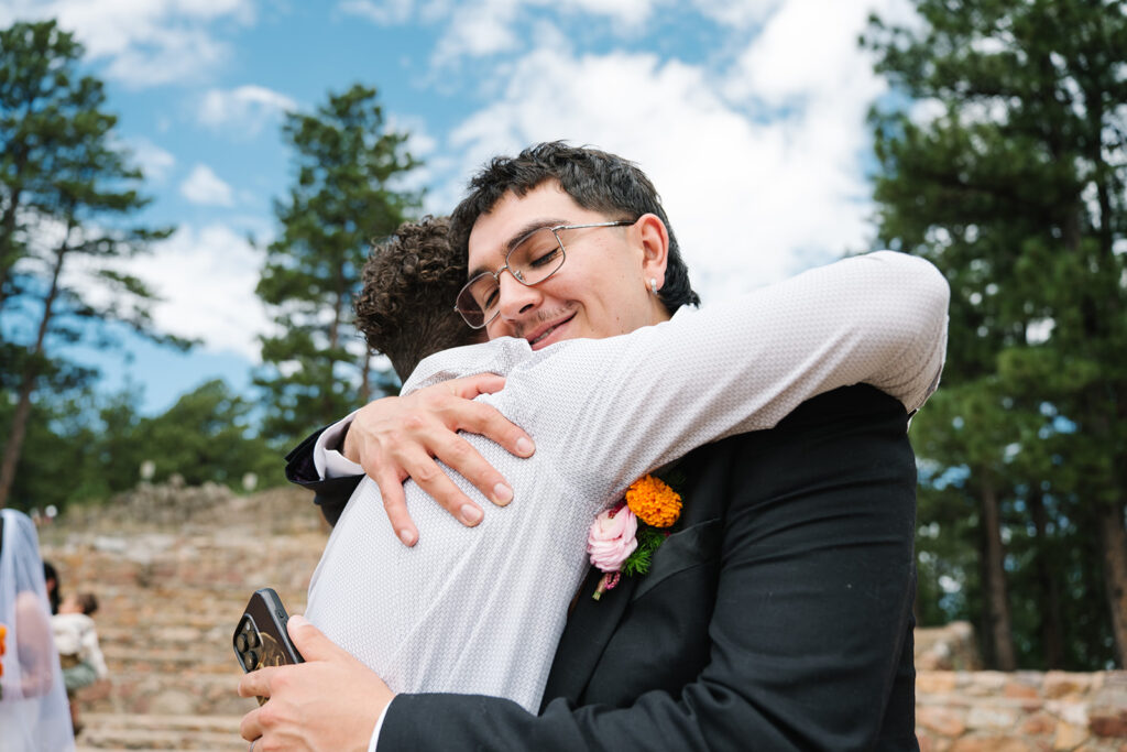 candid moments with bride and groom from a Sunrise Amphitheater elopement 