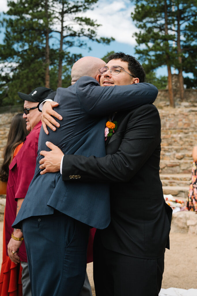 candid moments with bride and groom from a Sunrise Amphitheater elopement 