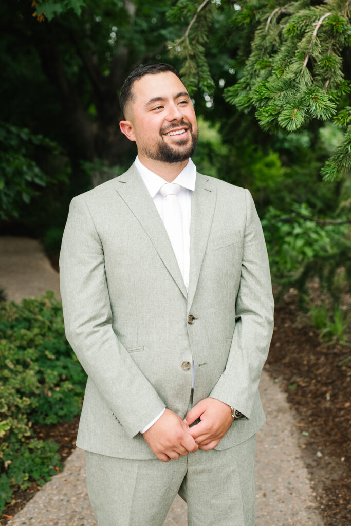 formal photos of the bride and groom at the denver botancial gardens